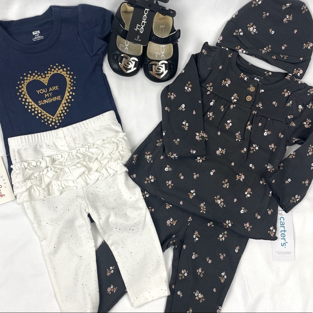 Baby Girl 3-6mos Carter’s, Bebe, Hudson Baby outfits NWT
